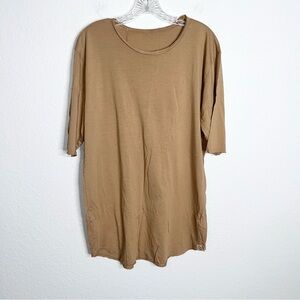 One Golden Thread Shirt Unisex Large Yoga Athleisure Beige Tan Tee Raw Hems